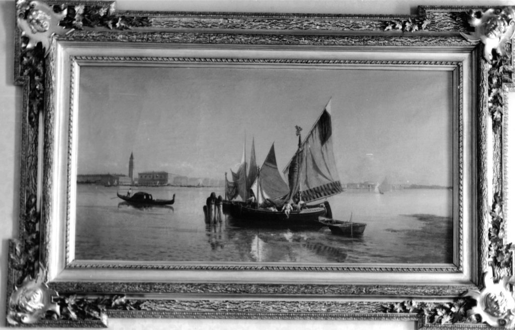 paesaggio lagunare (dipinto) di Vertunni Achille (seconda met&agrave; sec. XIX)